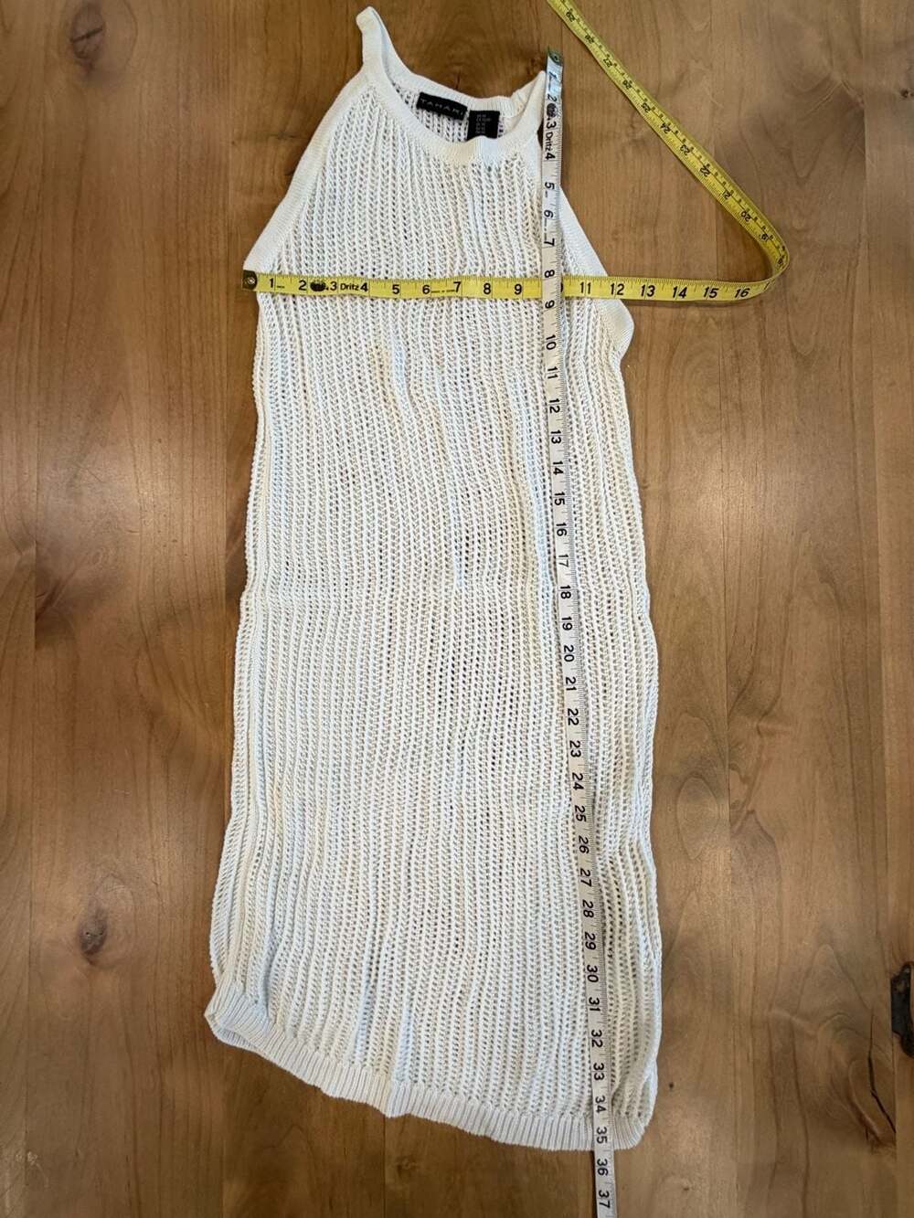Tahari Knit Halter Dress Size XS Off White Cotton Blend